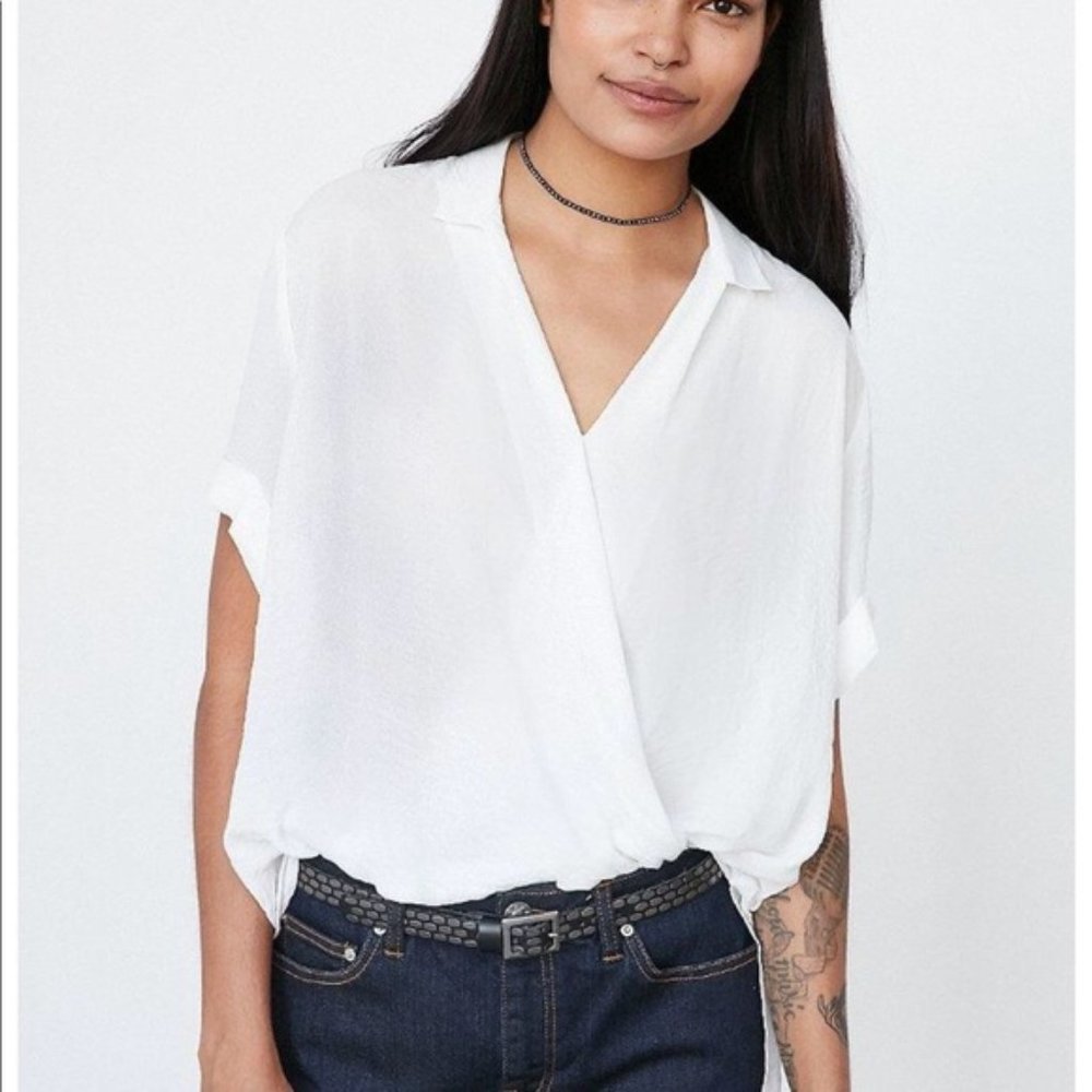 Urban Outfitters Silence + Noise White Crossover Blouse.